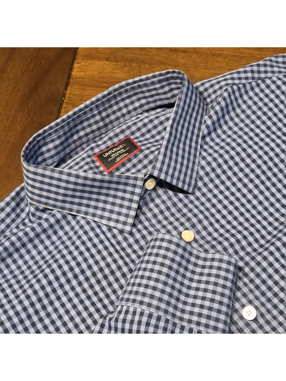 UNTUCKit Alberdi Shirt Men XXL Blue Plaid Wrinkle Free Relaxed Fit Casual Button